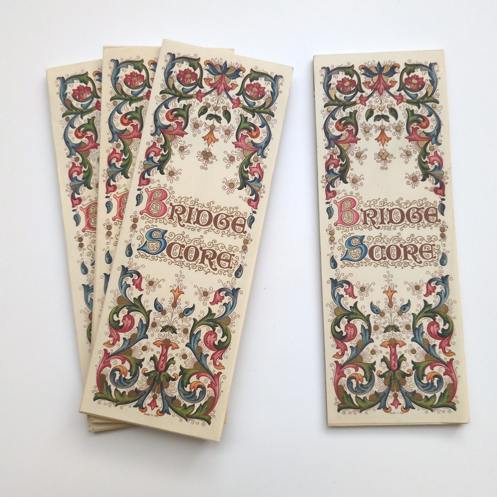 Vintage Floral Bridge Score Card Pads Italy Made Florentine Italian Tally (4)